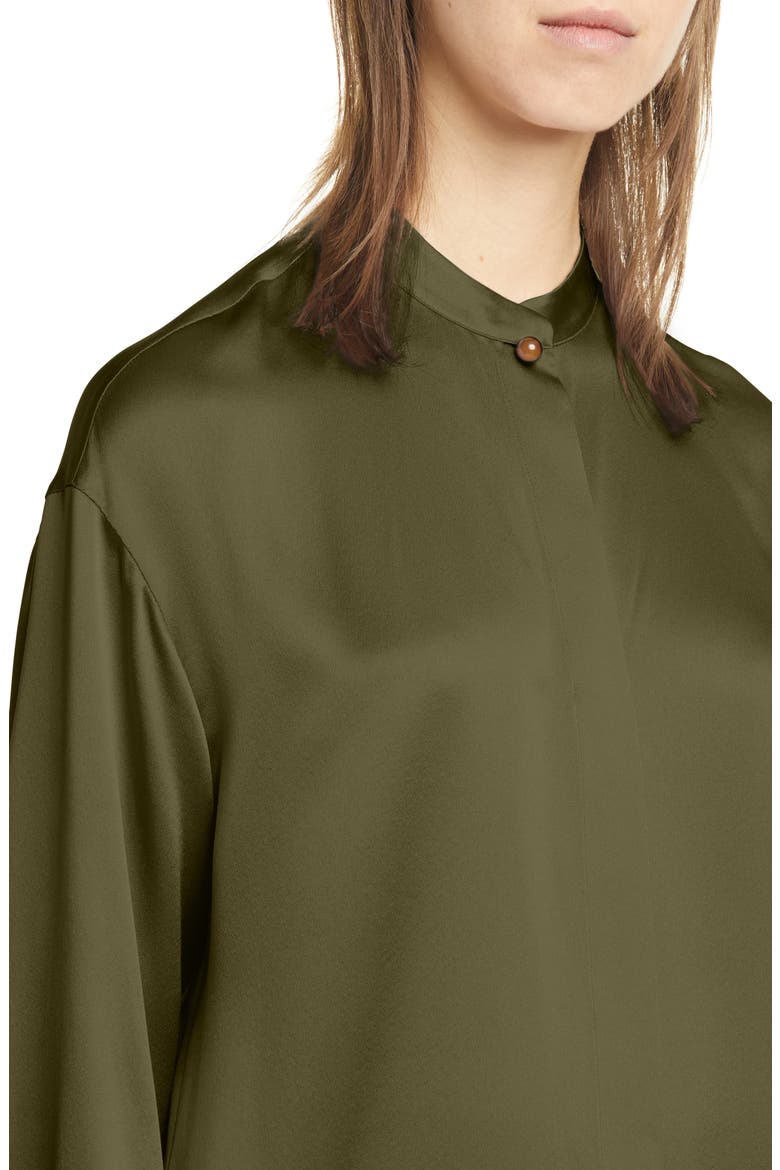Wrap Front Long Sleeve Silk Blouse, Alternate, color, MINERAL PINE
