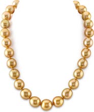 The Pearl Source 12-14mm Golden South Sea Oval Pearl Necklace - Premier AAAA Quality