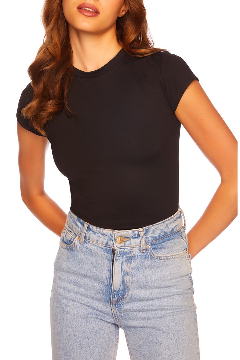 Cap Sleeve T-Shirt, Main, color, BLACK