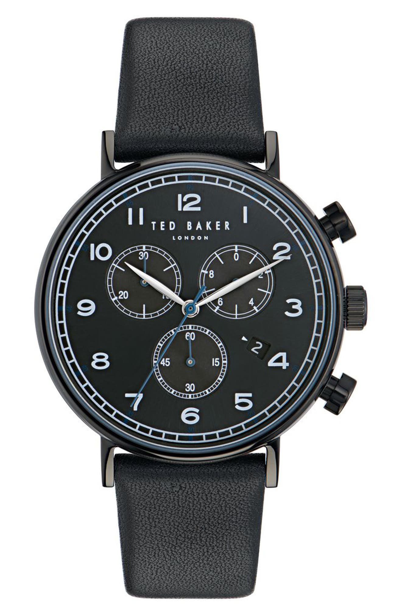 Ted Baker Barnetb Chronograph Leather Strap Watch, 41mm