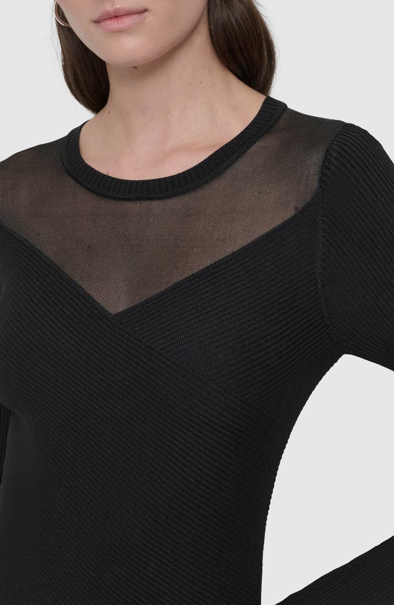 DKNY Illusion Neck Long Sleeve Dress, Alternate, color, 