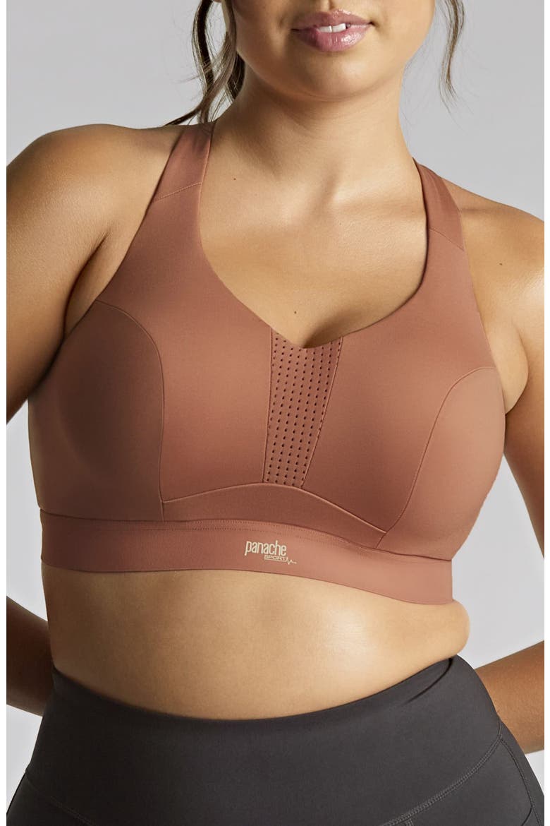 Endurance Underwire V-Neck Unlined Sports Bra, Main, color, SIENNA ROSE
