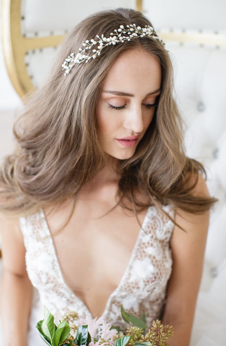 Brides & Hairpins 'Arabella' Jeweled Halo & Sash, Alternate, color, 
