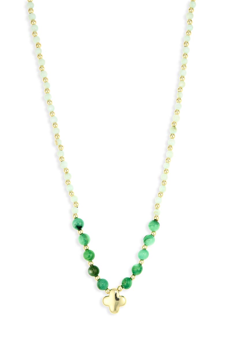 ARGENTO VIVO Green Clover Necklace, Main, color, Gold