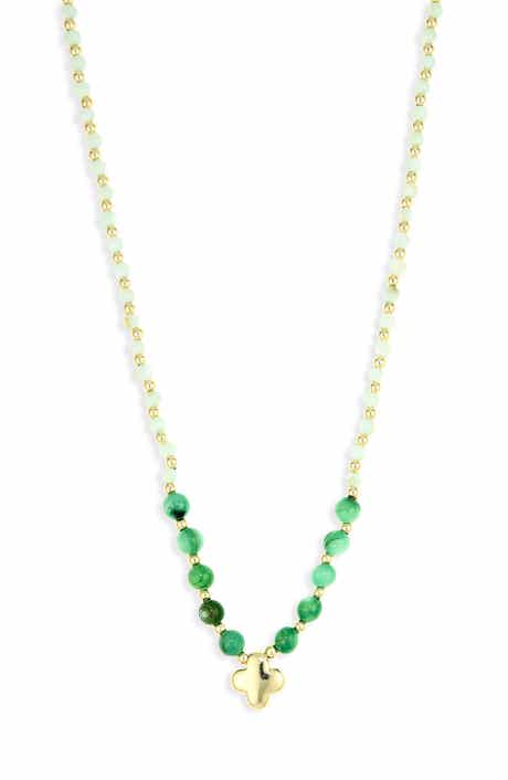 ARGENTO VIVO Green Clover Necklace