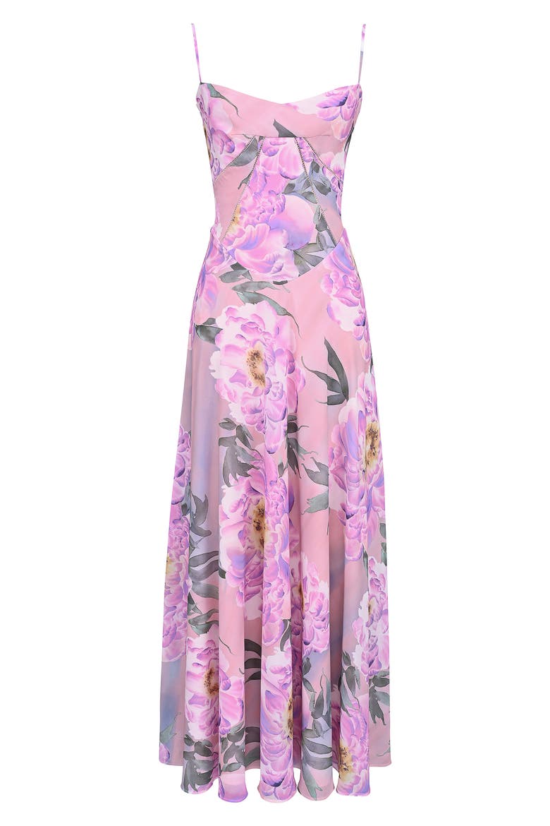 Seren Blush Sheer Lace-Up Back Gown, Alternate, color, PINK FLORAL
