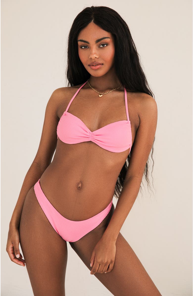Dippin Daisys Christina Tie Bandeau Bikini Top, Main, color, Bubblegum Waffle