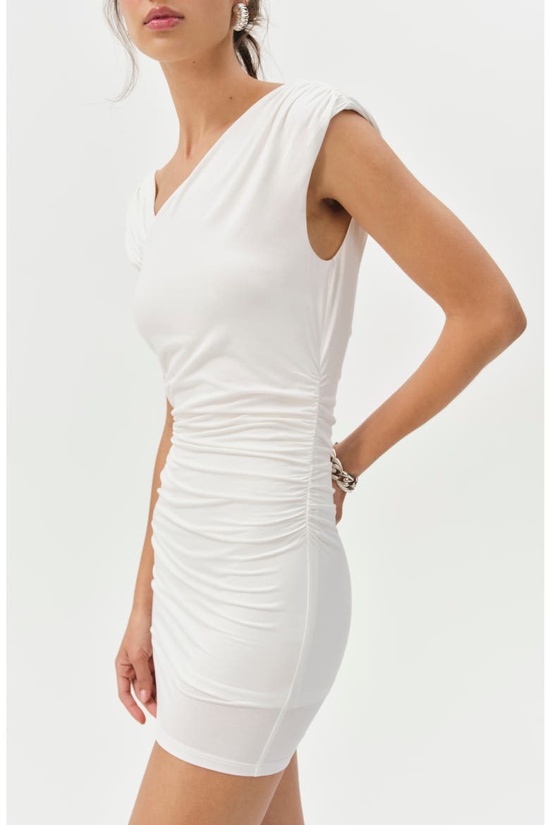 Genesis Ruched Body-Con Minidress, Alternate, color, CREAM