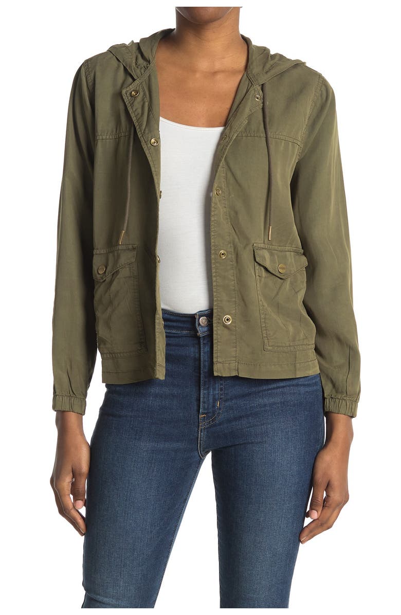 Sanctuary Hooded Snap Front Utility Jacket, Main, color,