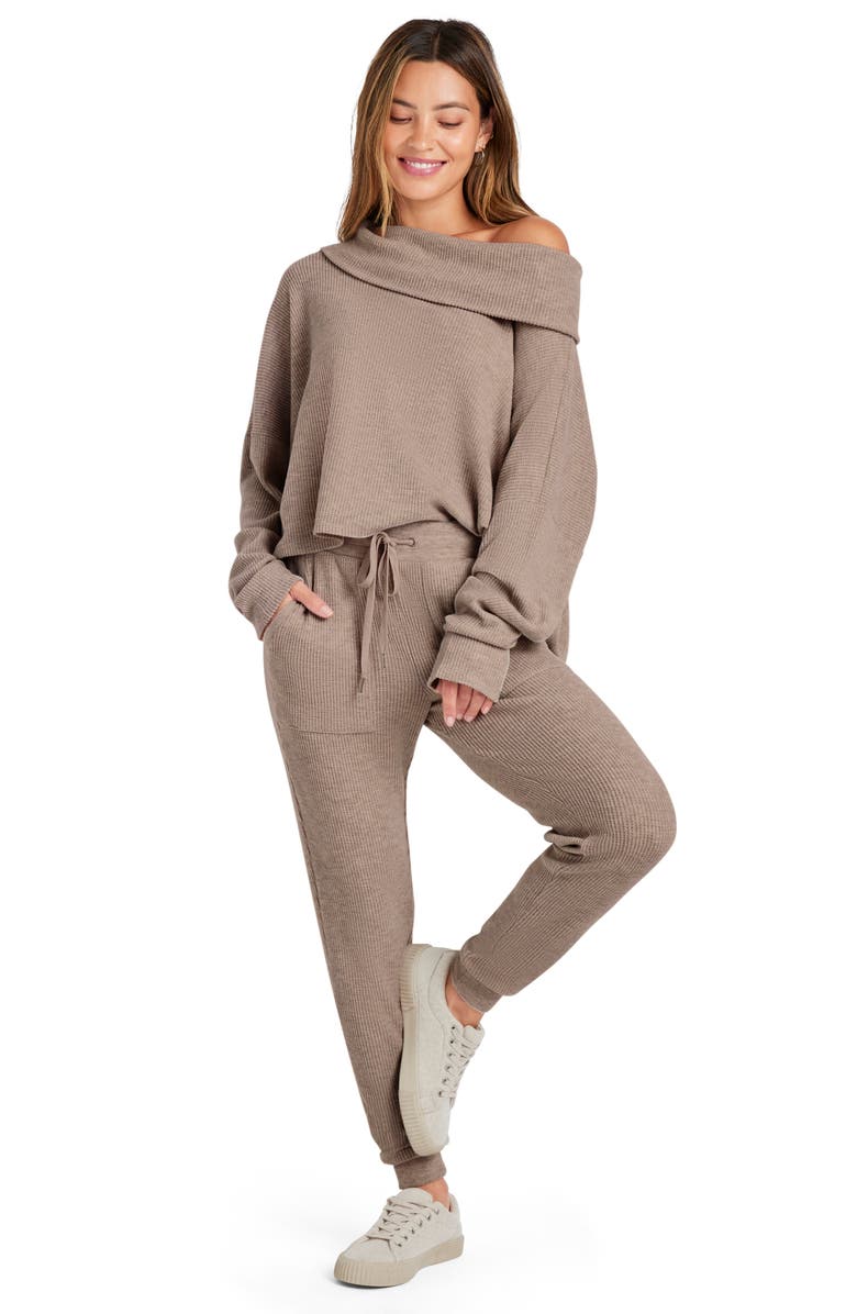 Splendid London One-Shoulder Lounge Top, Alternate, color, Tawny Heather