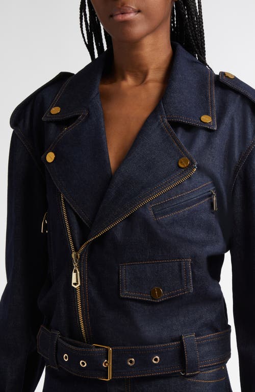 Shop Zimmermann Denim Biker Jacket In Night Sky