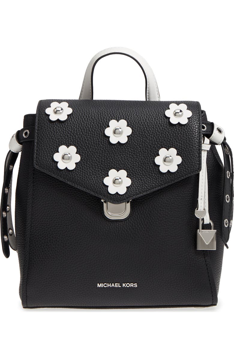 Michael Kors MICHAEL Michael Kors Small Flower Embellished Leather Backpack, Main, color,