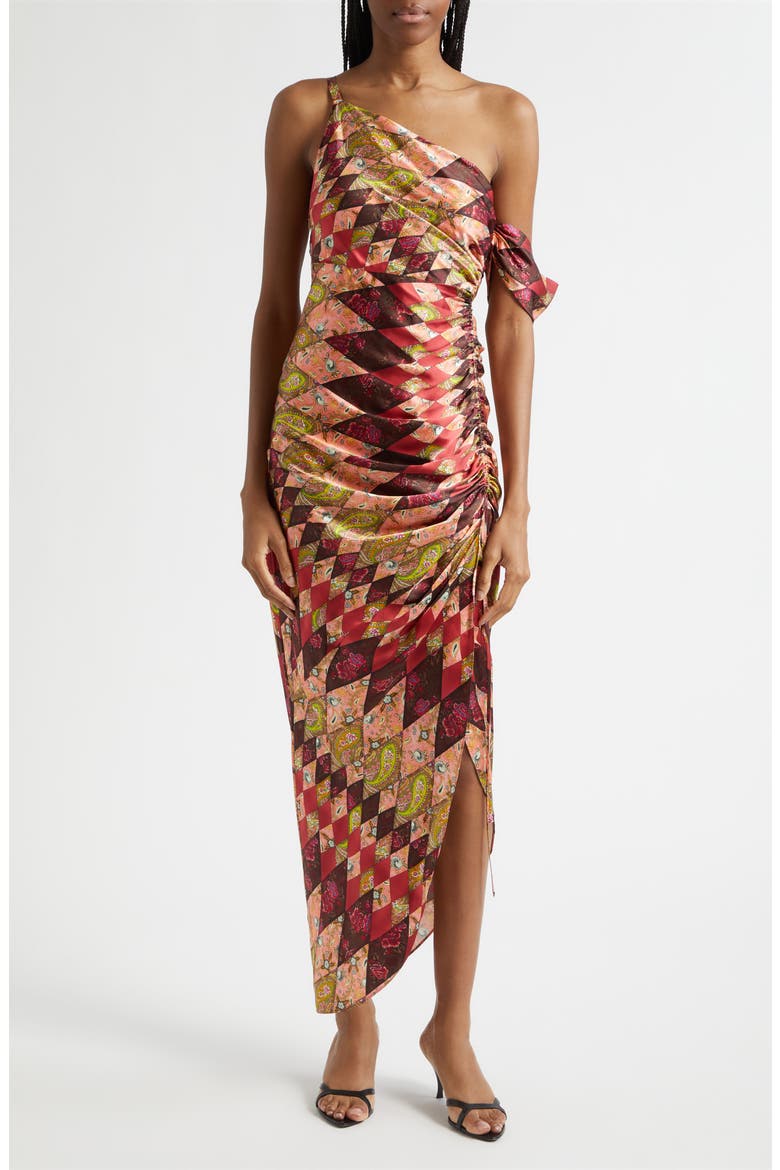 Elliana Print One-Shoulder Silk Maxi Dress, Main, color, PALE ROSE MULTI