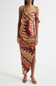 Cinq à Sept Elliana Print One-Shoulder Silk Maxi Dress