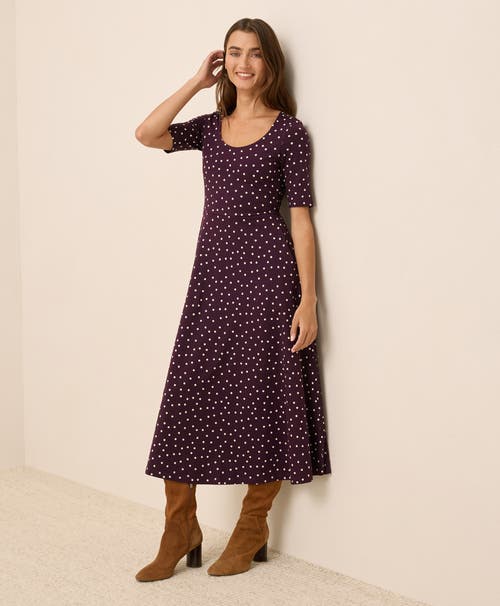Pact Fit & Flare Signature Scoop Dress In Purple
