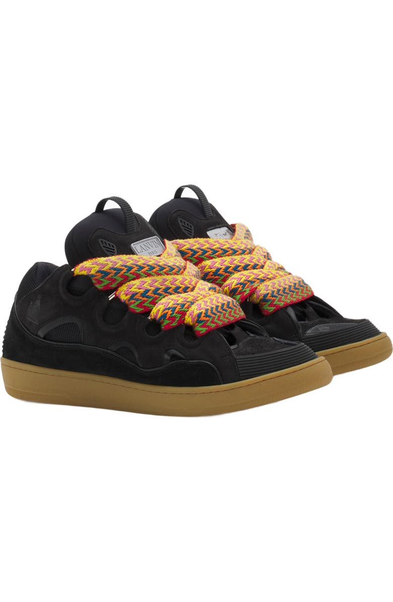 Lanvin LEATHER CURB SNEAKERS, Alternate, color, Black