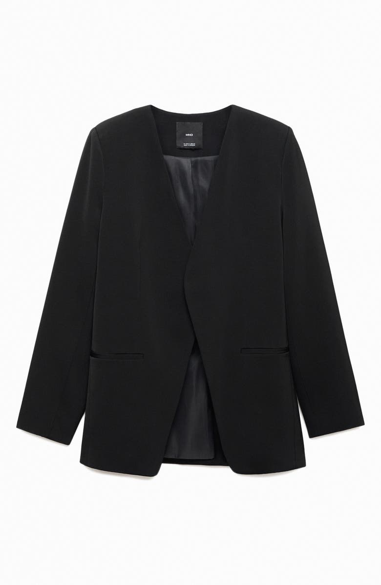 MANGO Double Breasted Suit Jacket, Alternate, color, Black