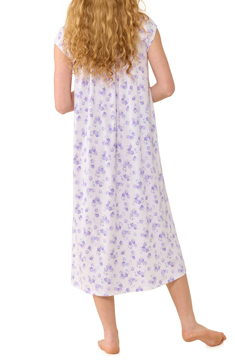 Eileen West Floral Cotton Lawn Long Nightgown, Alternate, color, White/ Purple Floral