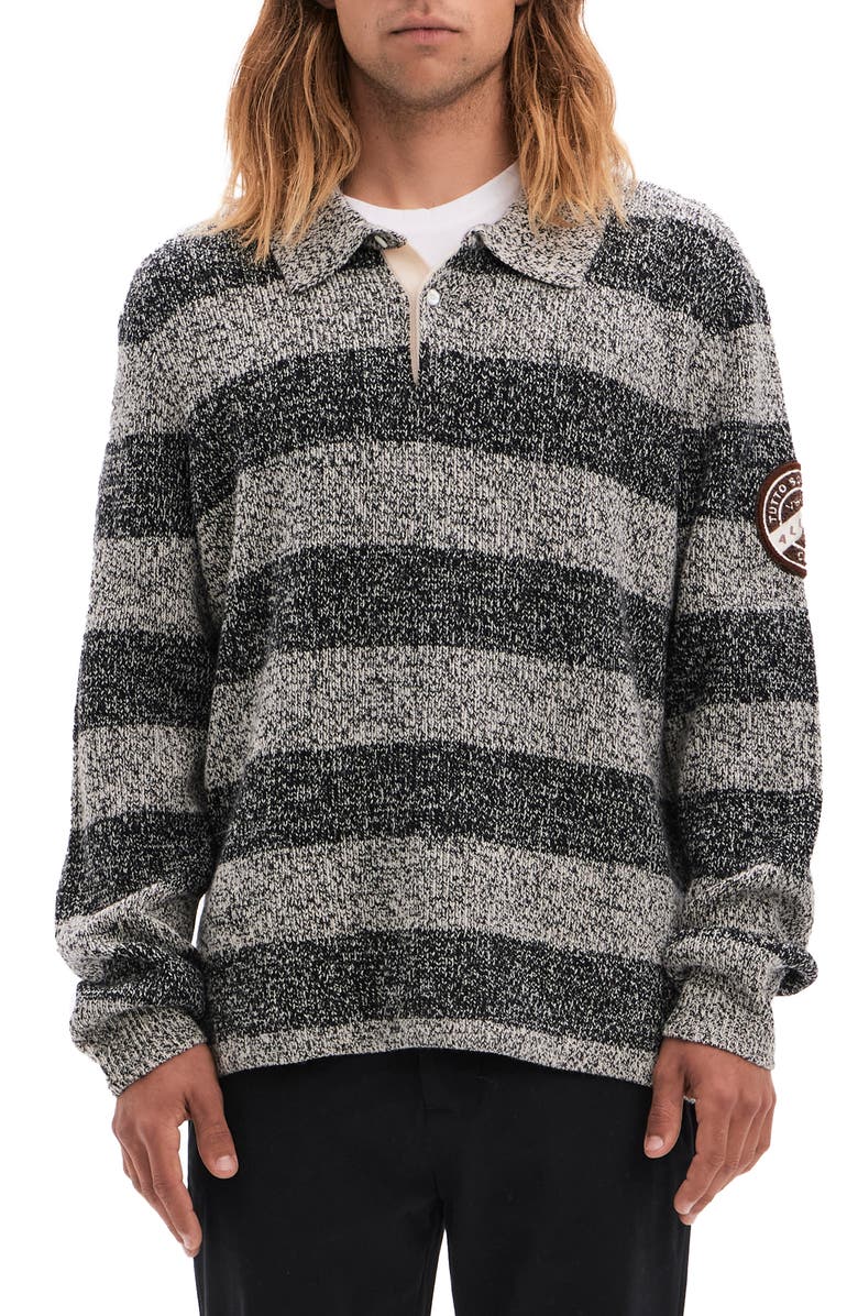 VAYDER Renato Stripe Wool Blend Rugby Polo Sweater, Main, color, White Pepper