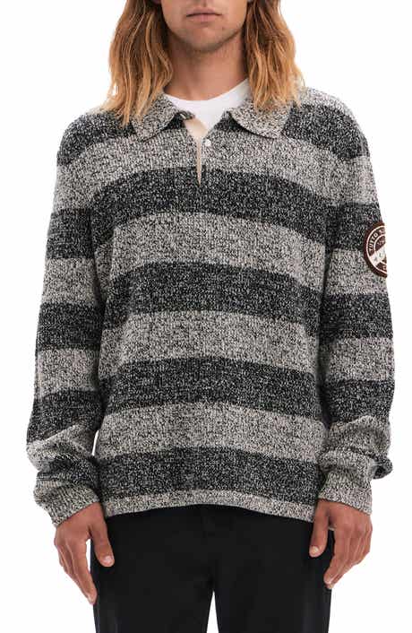 VAYDER Renato Stripe Wool Blend Rugby Polo Sweater