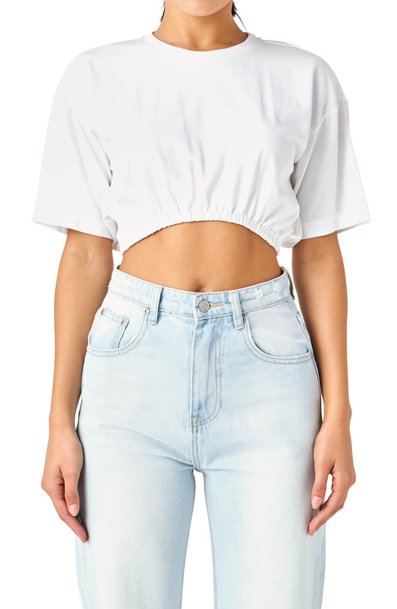 Grey Lab Elastic Hem Cotton Crop T-Shirt, Alternate, color, White