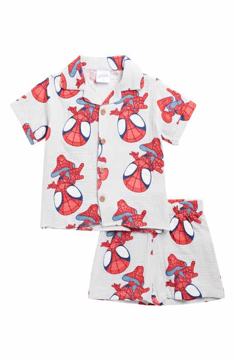 Happy Threads Kids' Spider-Man Gauze Camp Shirt & Shorts Set