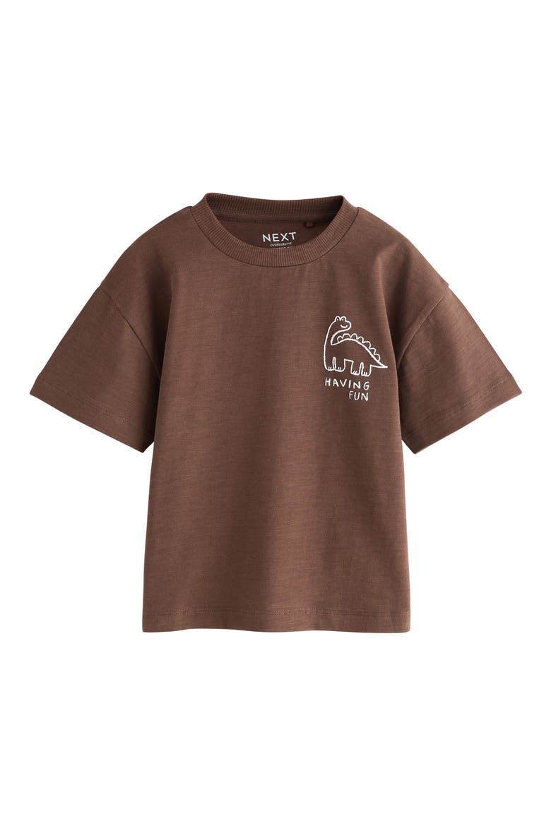 Kids' Oversize Dino Club Cotton Graphic T-Shirt, Main, color, BROWN