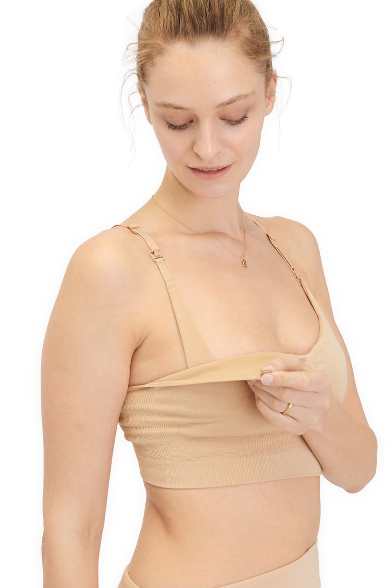 The Essential Maternity Wireless Pumping and Nursing Bra, Alternate, color, SAND