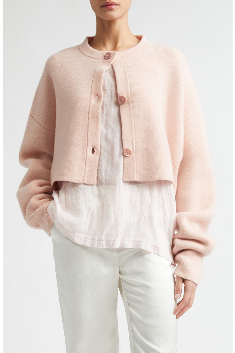 Oversize Crop Wool Cardigan, Main, color, FLAMINGO