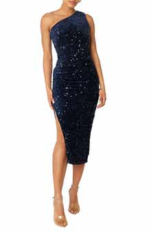 Petal & Pup Kiki One Shoulder Sequin Midi Dress
