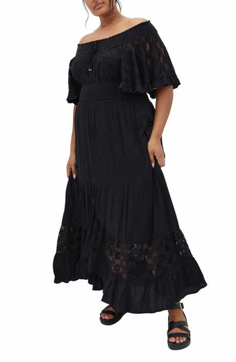 City Chic Spellbound Off the Shoulder Lace Maxi Dress