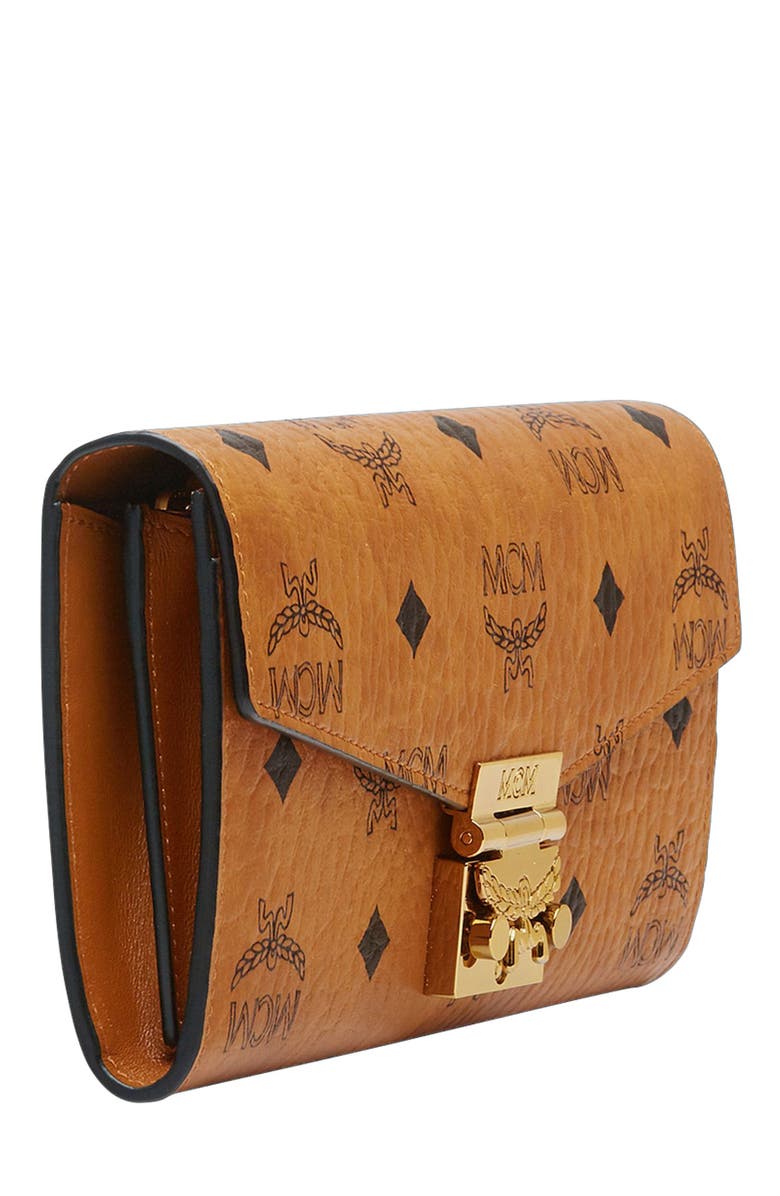 MCM Tracy Crossbody Wallet in Visetos, Alternate, color, Cognac