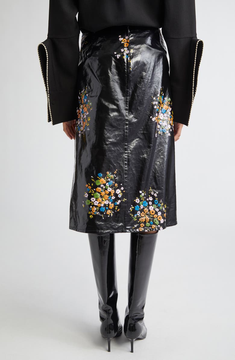 Jil Sander Bouquet Print Coated Linen Skirt, Alternate, color, 