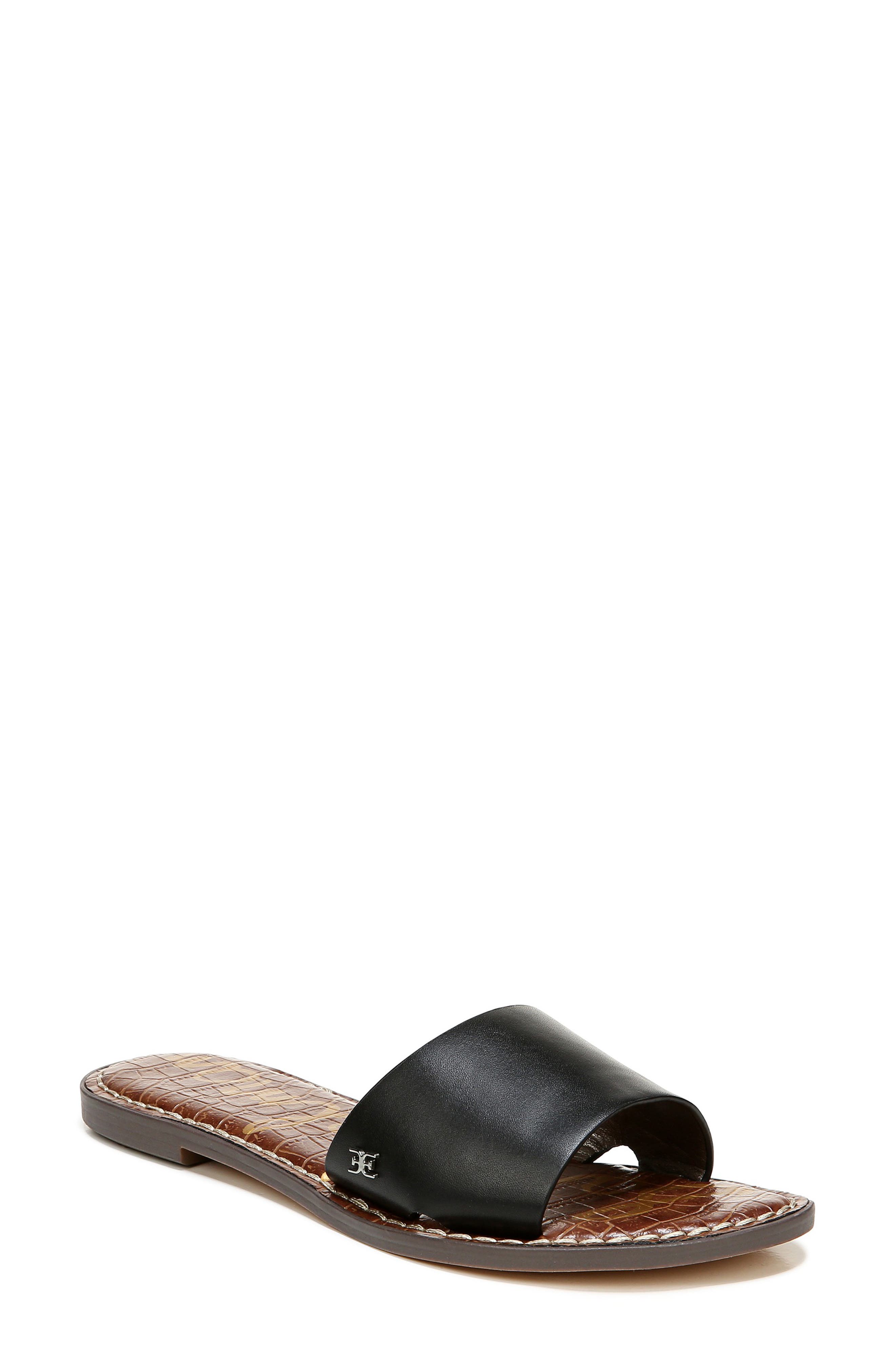 Genesis Slide Sandal, Main, color, BLACK LEATHER