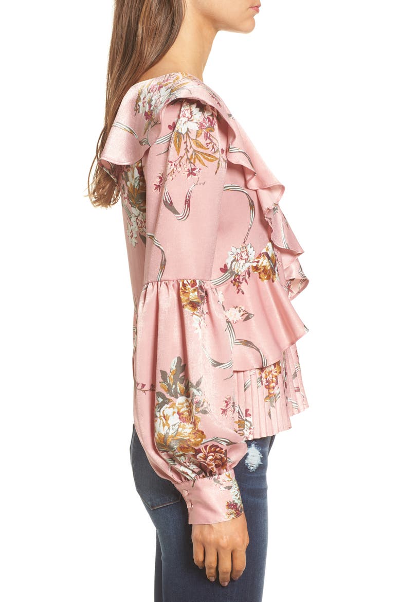 Asymmetrical Ruffle Top, Alternate, color, PINK ZEPHYR ANTOINETTE FLORAL