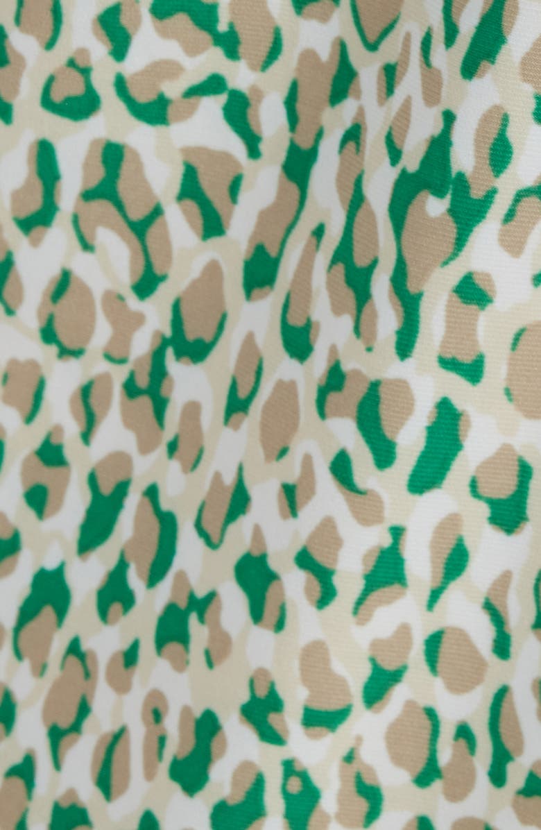 Anne Klein Animal Print Flutter Sleeve Wrap Dress, Alternate, color, Tropical Green Multi