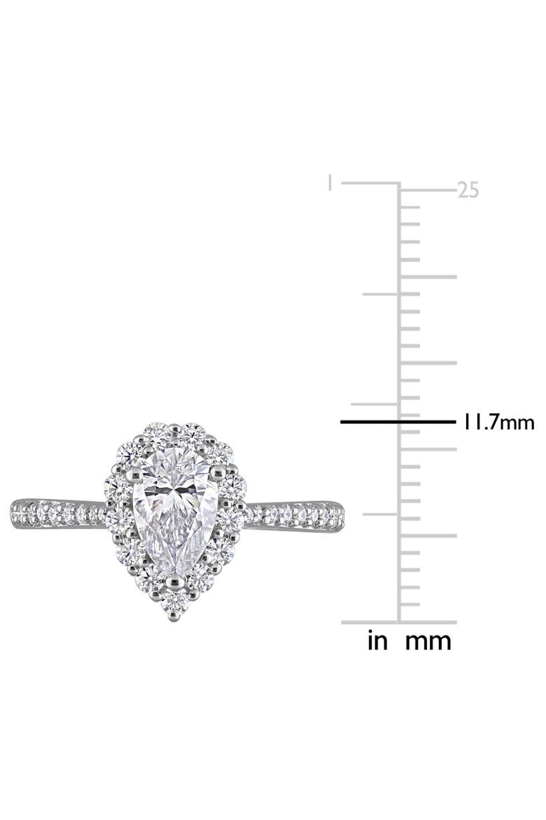 Moissanite Teardrop Halo Engagement Ring, Alternate, color, Sterling Silver