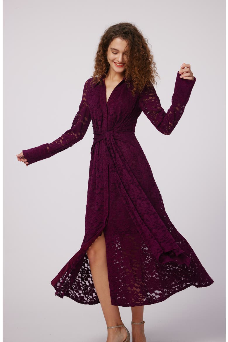Regent Long Sleeve Lace Dress, Alternate, color, VELVET PLUM