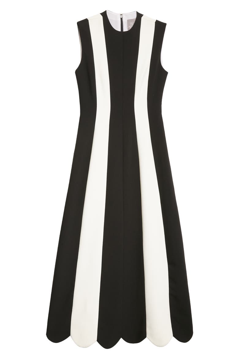 Colorblock Sleeveless Stretch Twill Midi Dress, Alternate, color, BLACK/ IVORY