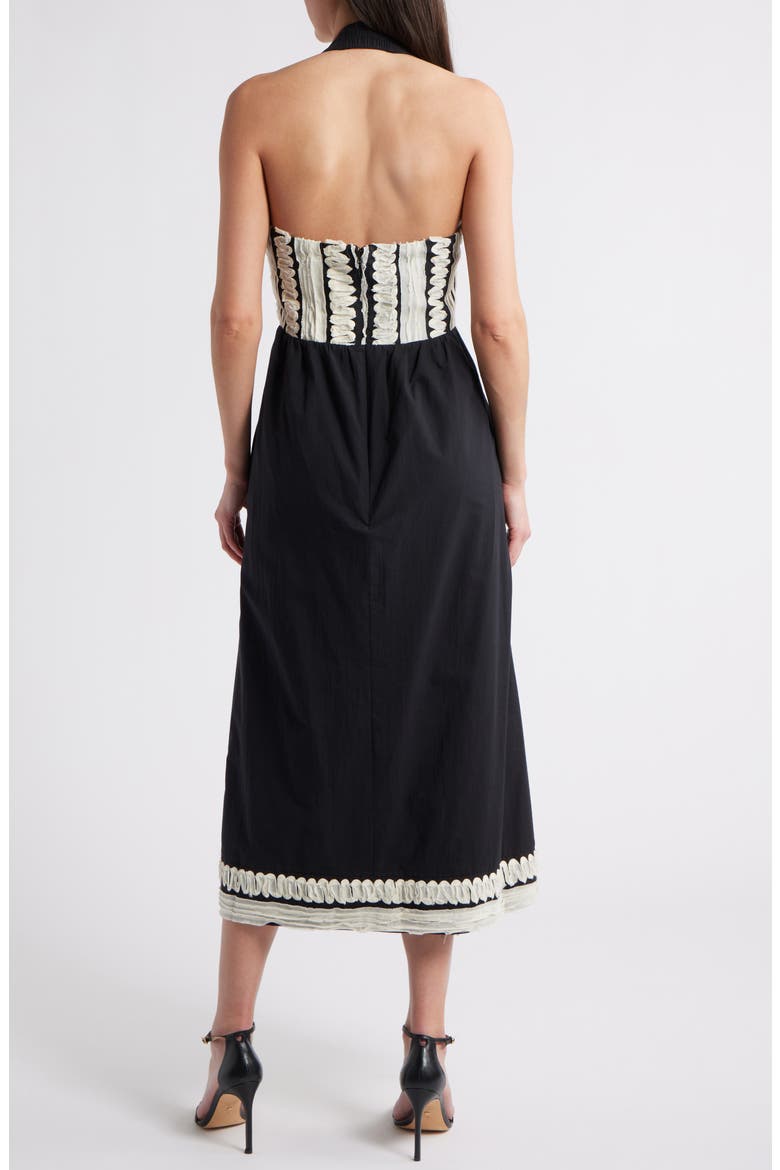 Fernanda Halter Cotton Midi Dress, Alternate, color, BLACK/ CREAM