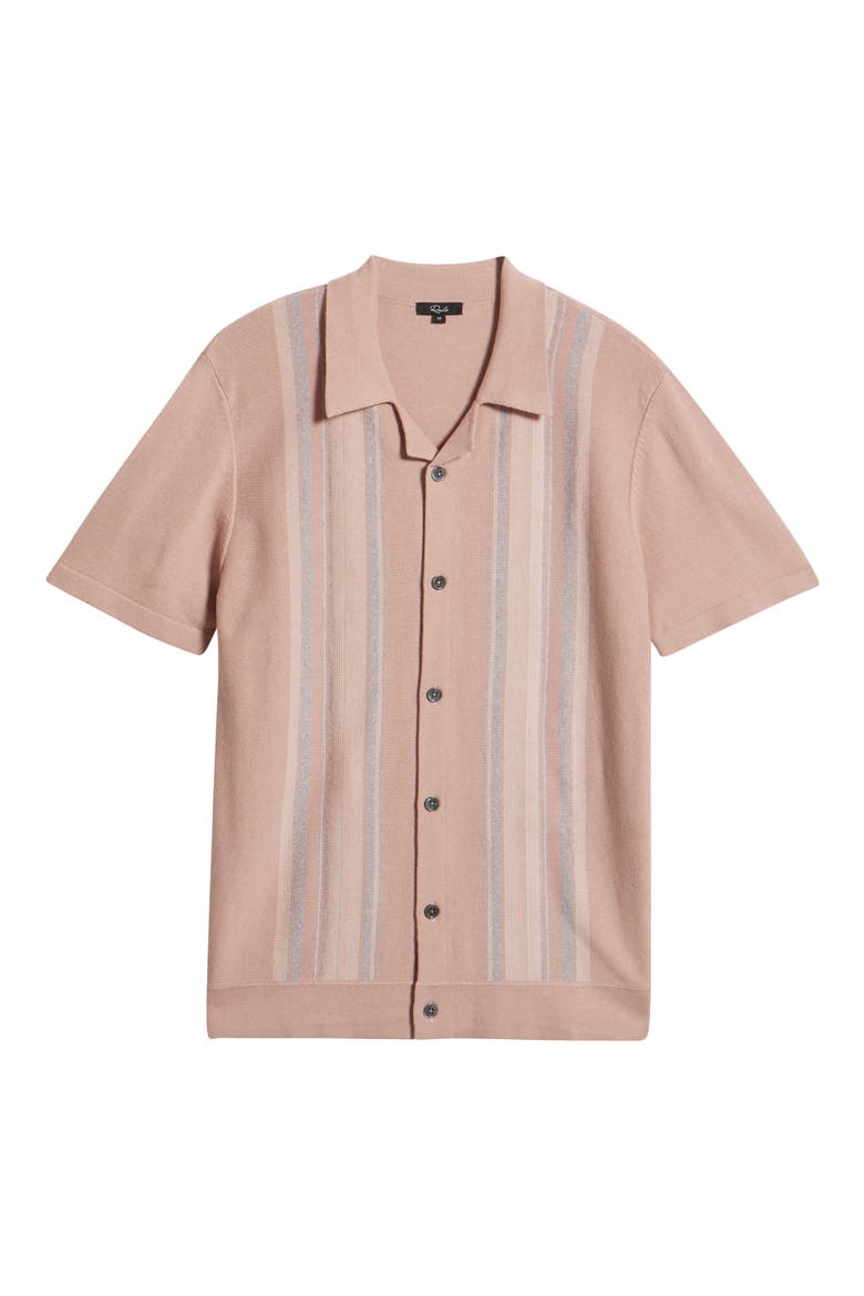 Silas Stripe Knit Cotton Blend Camp Shirt, Alternate, color, ROSE MULTI