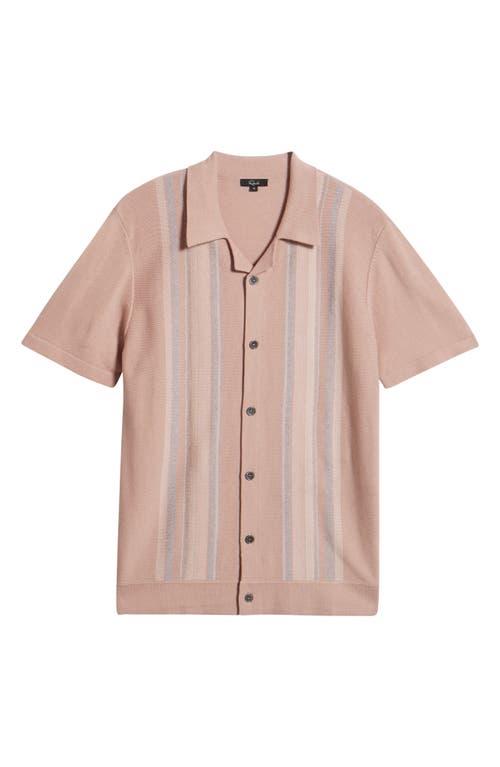 Rails Silas Stripe Knit Cotton Blend Camp Shirt In Rose Multi