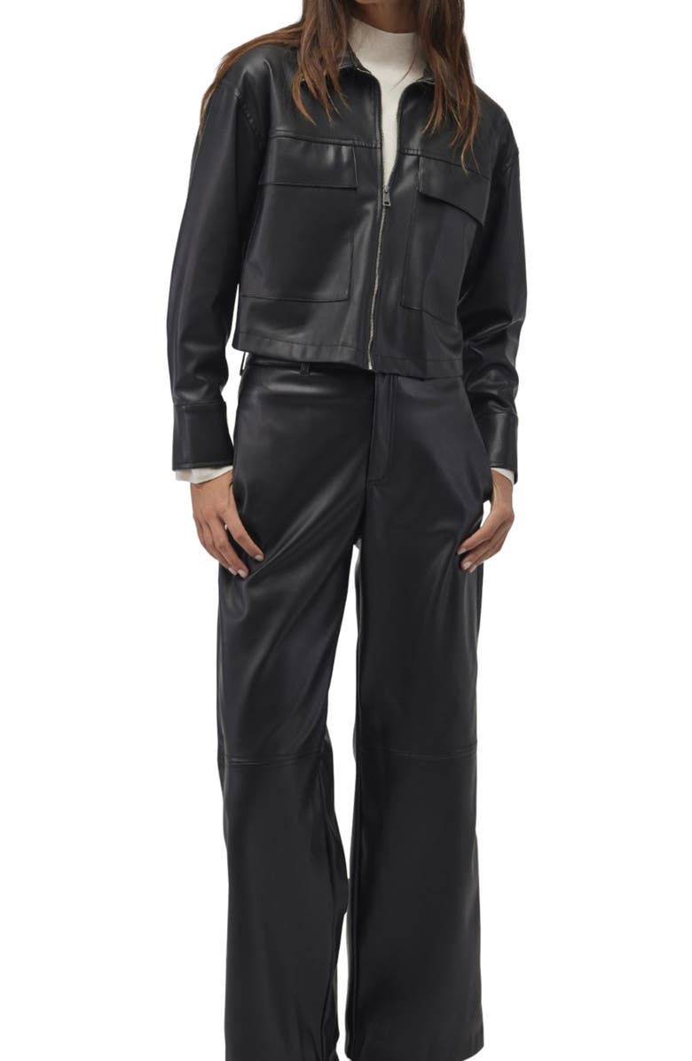 Mavi Jeans Faux Leather Zip Crop Shirt Jacket, Alternate, color, 