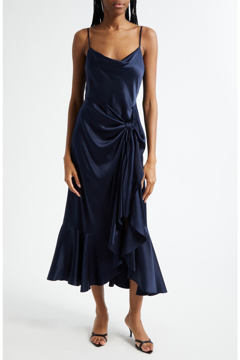Vivienda Silk Dress, Main, color, NAVY
