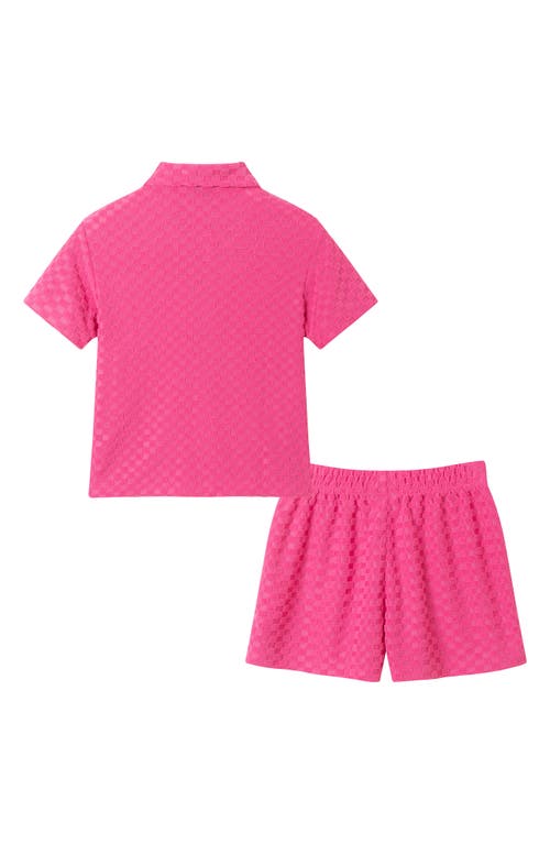 ANDY & EVAN ANDY & EVAN KIDS' TERRY BUTTON-UP SHIRT & SHORTS SET 