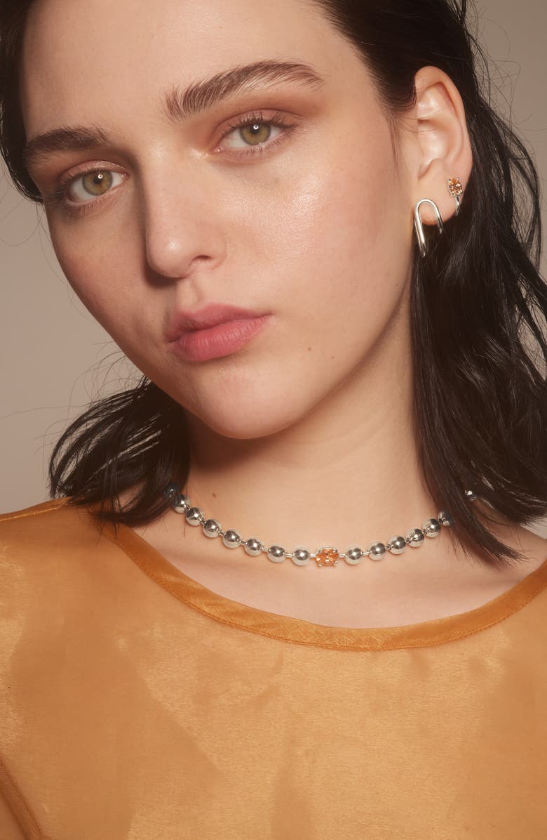 Lady Grey Selene Ball Chain Necklace, Alternate, color, Silver/ Peach