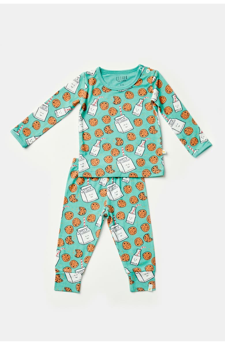 Clover Baby & Kids Long Sleeve Pajama Set - Milk and Cookies, Main, color, Milk And Cookies