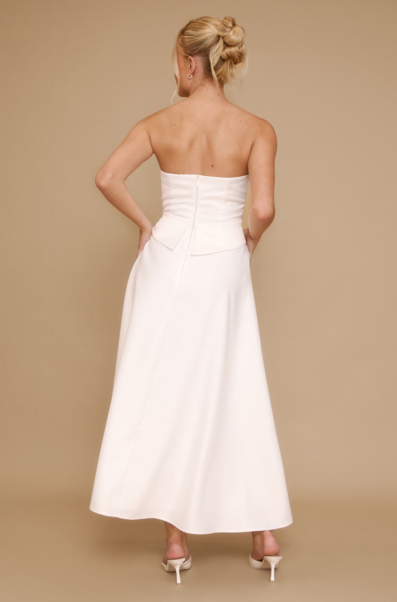 bridal satin bandeau corset skater dress Six Stories Women's Bandeau Satin Corset Dress