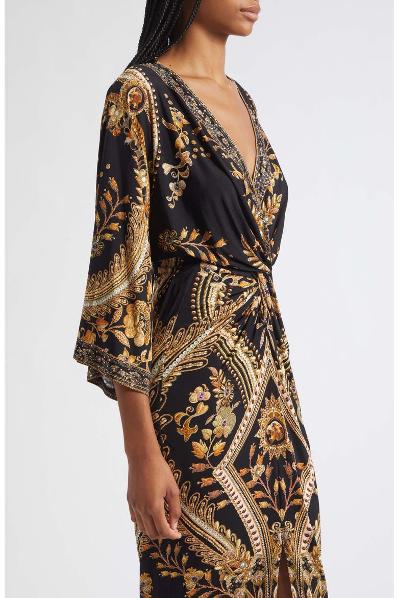 Taurus Rising Twist Detail Jersey Midi Dress, Alternate, color, TAURUS RISING