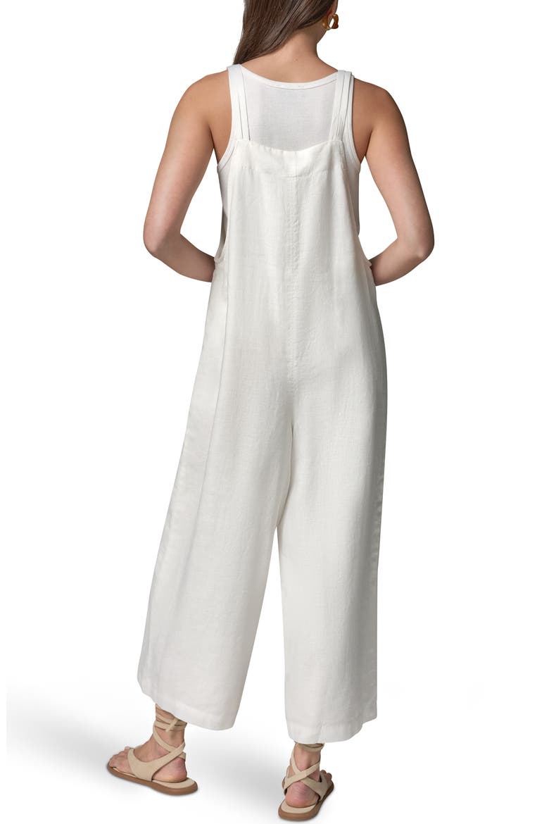 Linen Crop Overalls, Alternate, color, CREAM